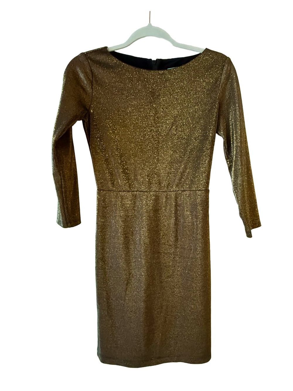 Alice + Olivia Metallic Gold Long Sleeve Sheath Dress size 0